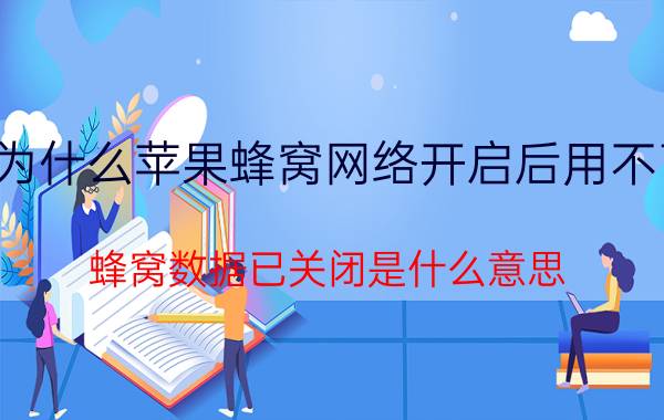 为什么苹果蜂窝网络开启后用不了 蜂窝数据已关闭是什么意思？